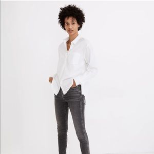 Madewell Oversized Ex-Boyfriend Shirt, White, Size XS